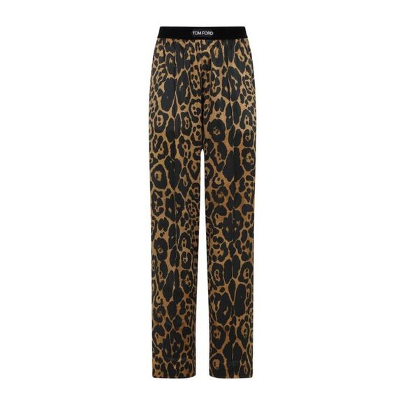 TOM FORD Pants - TOM FORD Leopard Print Silk Pajama Pants Women BROWN